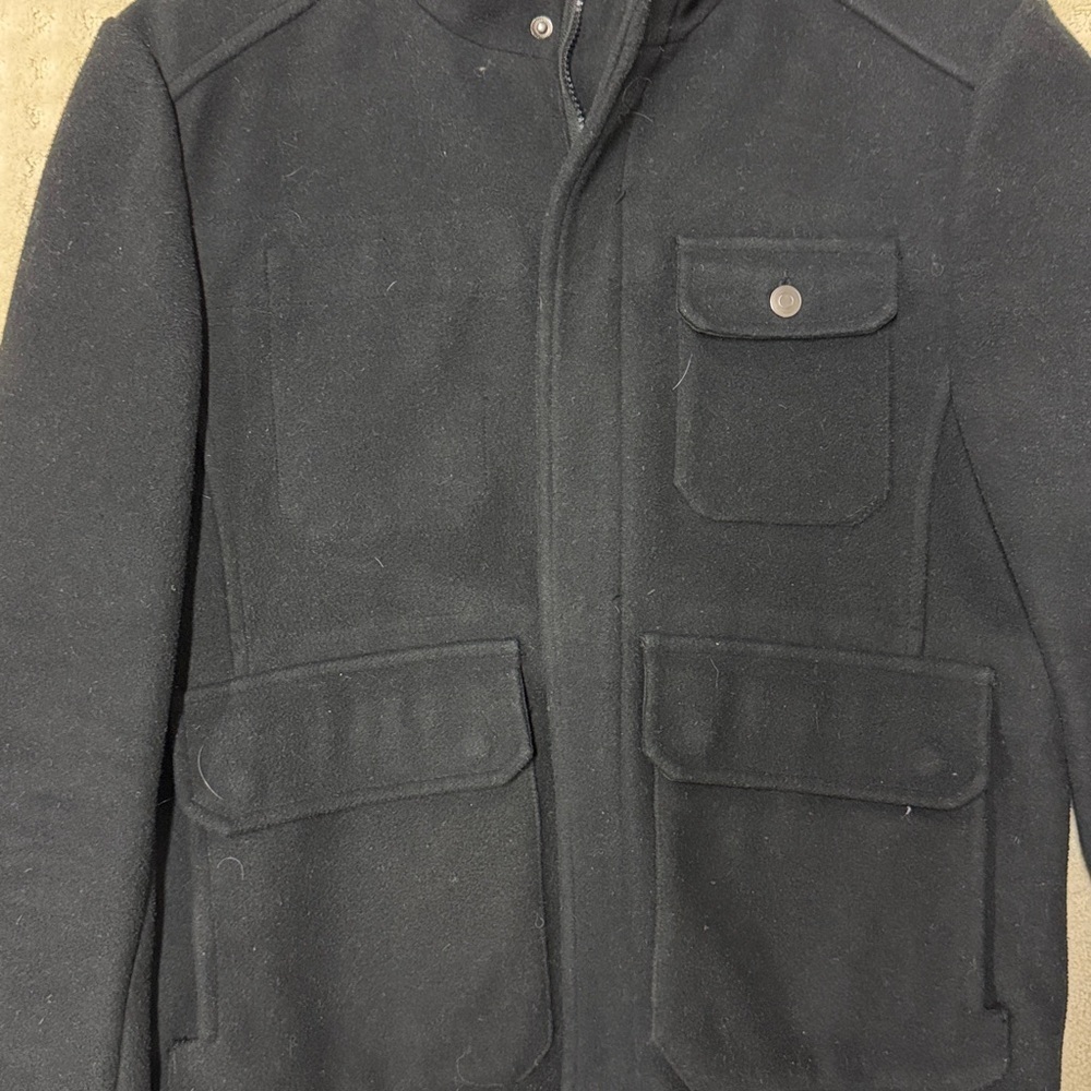 Tristan Black Military Field Jacket with Stand Collar, Large - Picture 2 of 10